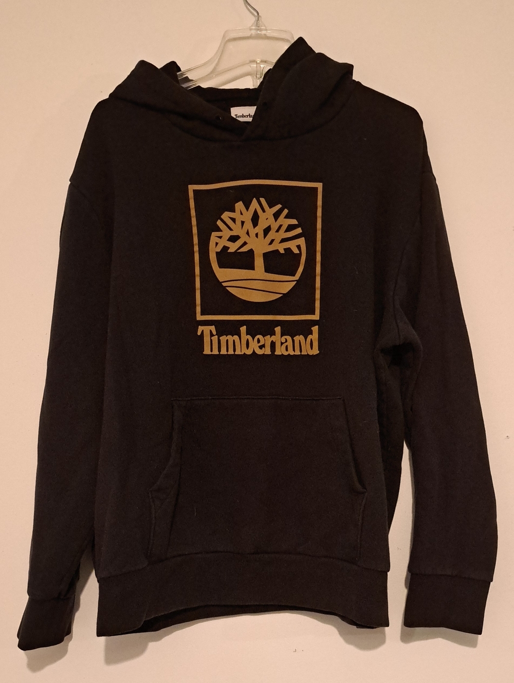 Timberland Black Hoodie with Gold Logo Graphic